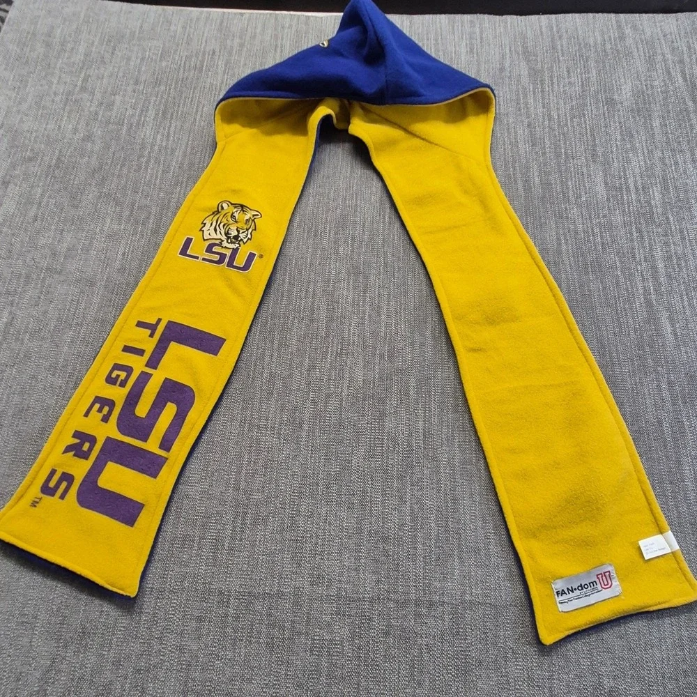 LSU Tigers Hooded Scarf Reversible Purple Gold Little Earth OSFA  Football Sport